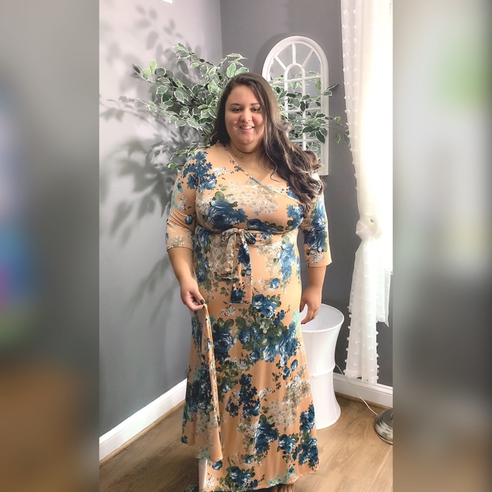 Nude floral maxi dress